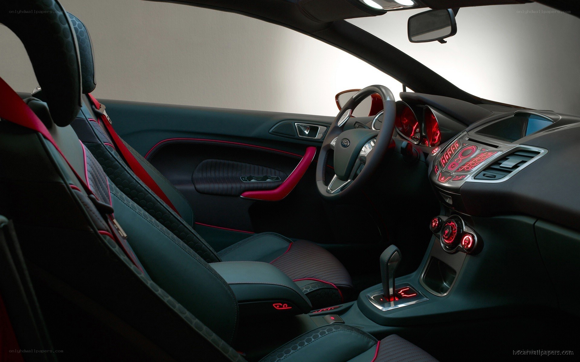 car interior with red accents