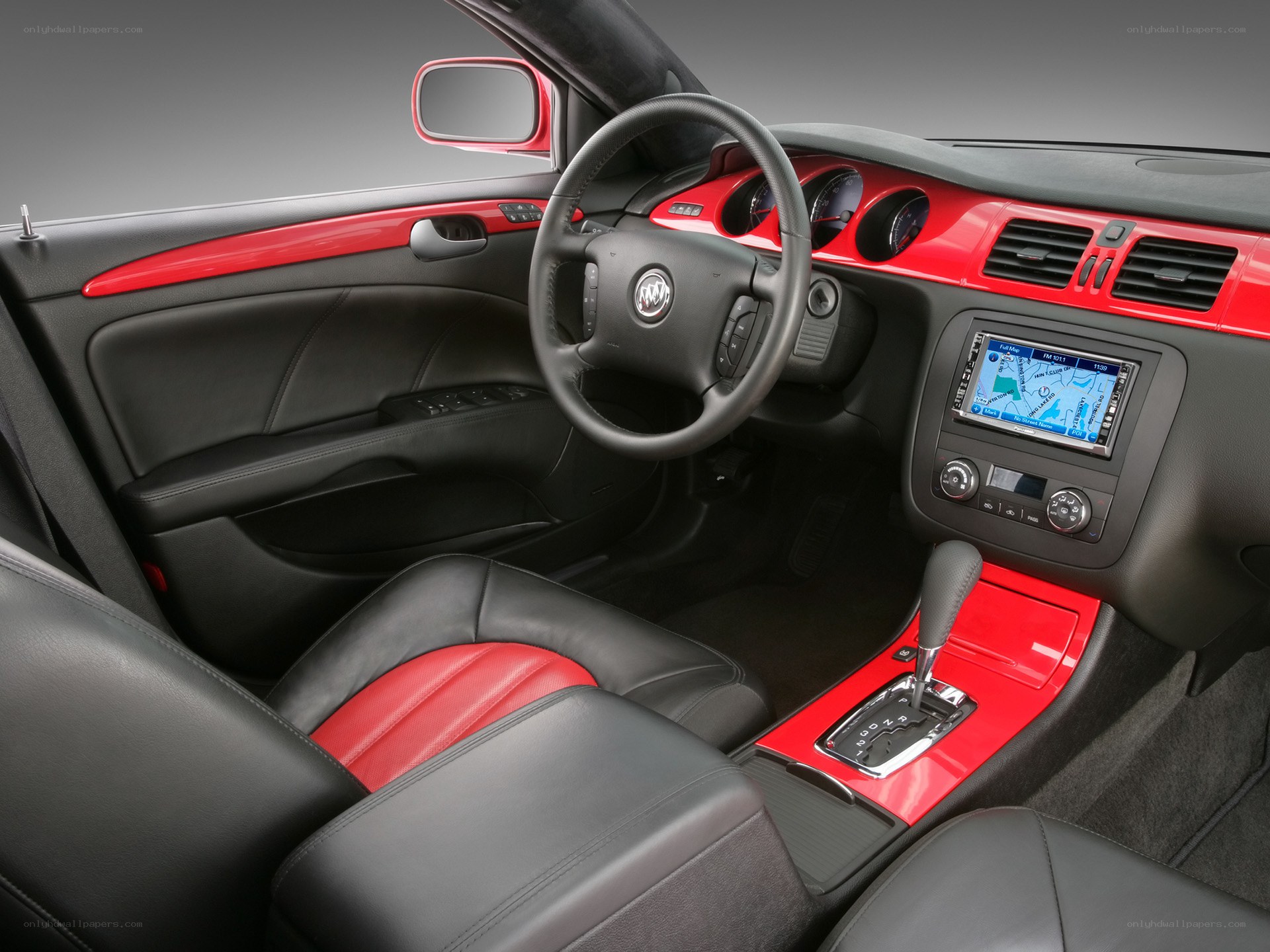 car interior with red accents
