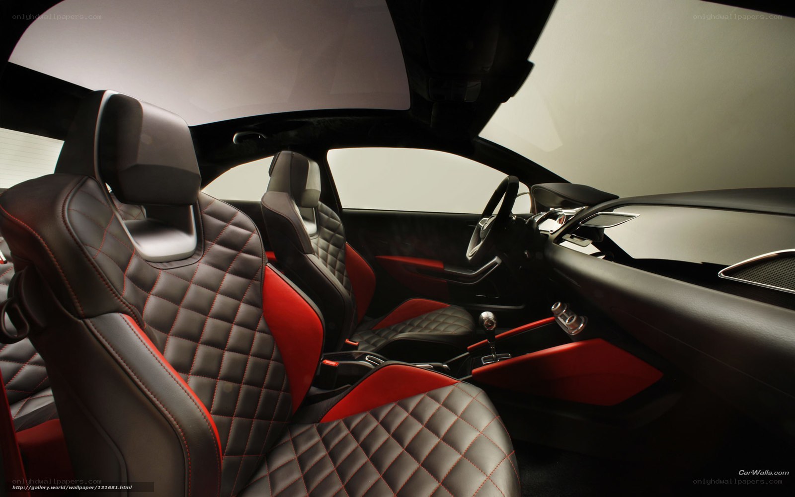 car interior with red and black seats