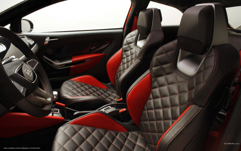 Car Interior with Red and Black Seats — Modern