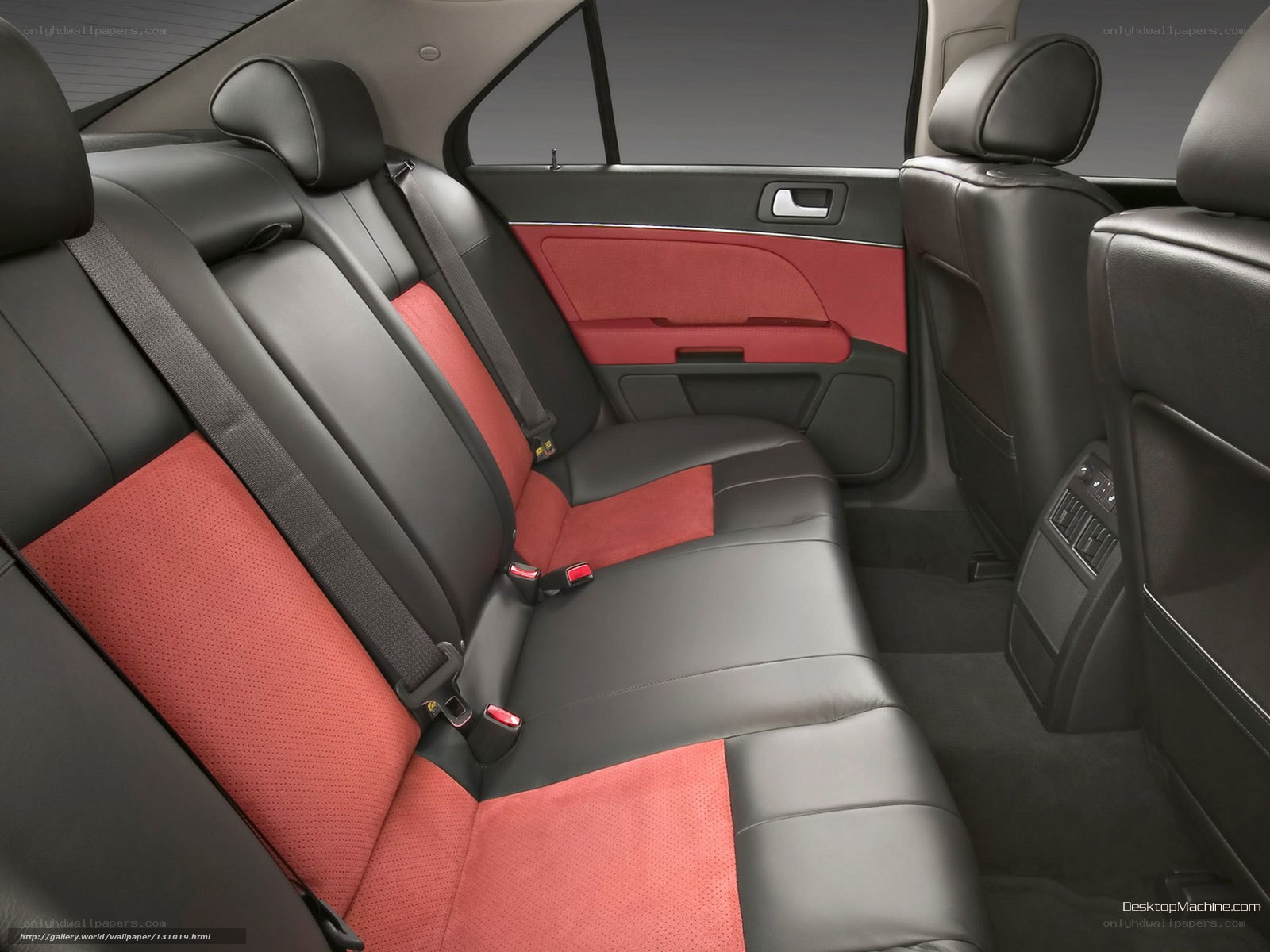 car interior with red and black seats