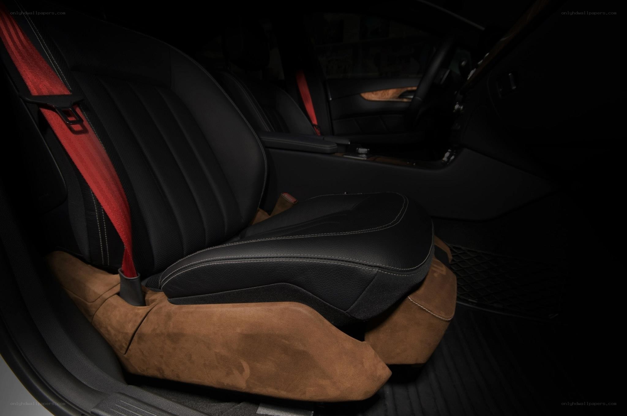 car interior with red seatbelt
