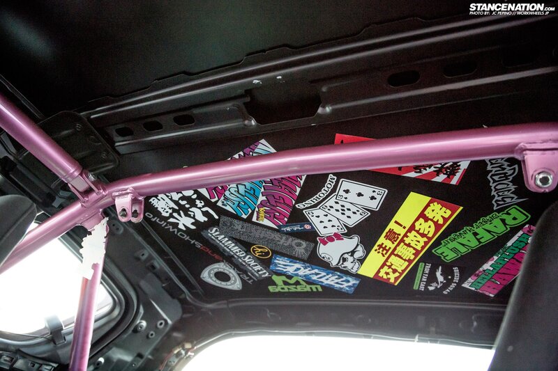car interior with roll cage