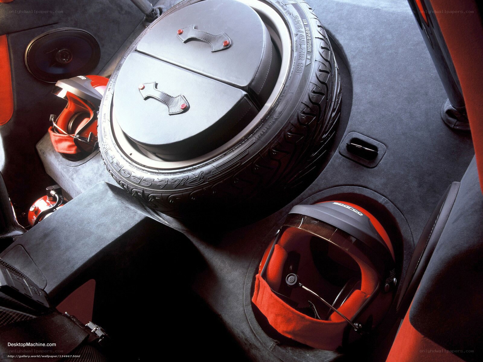 car interior with spare tire