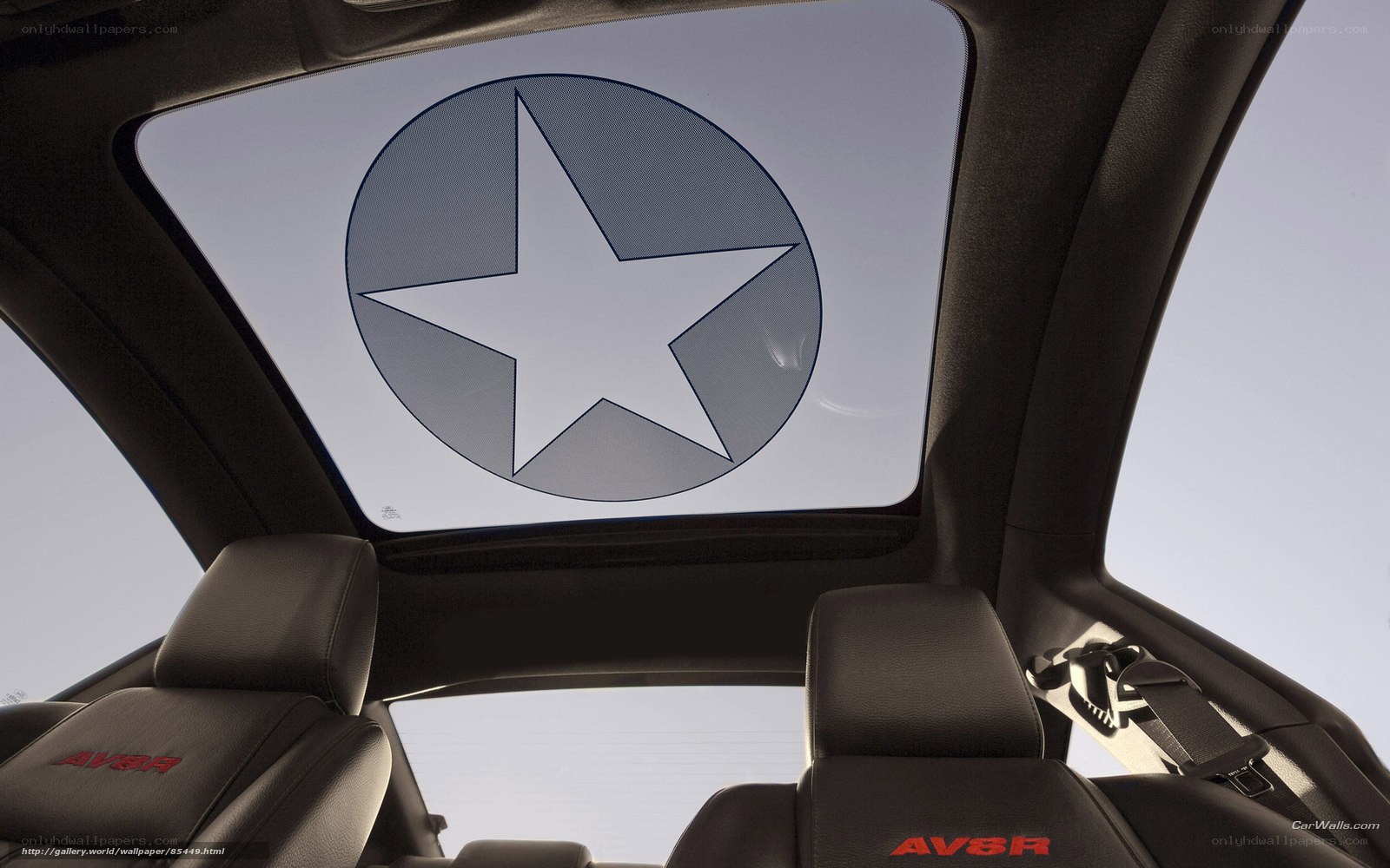 Car interior with star sunroof
