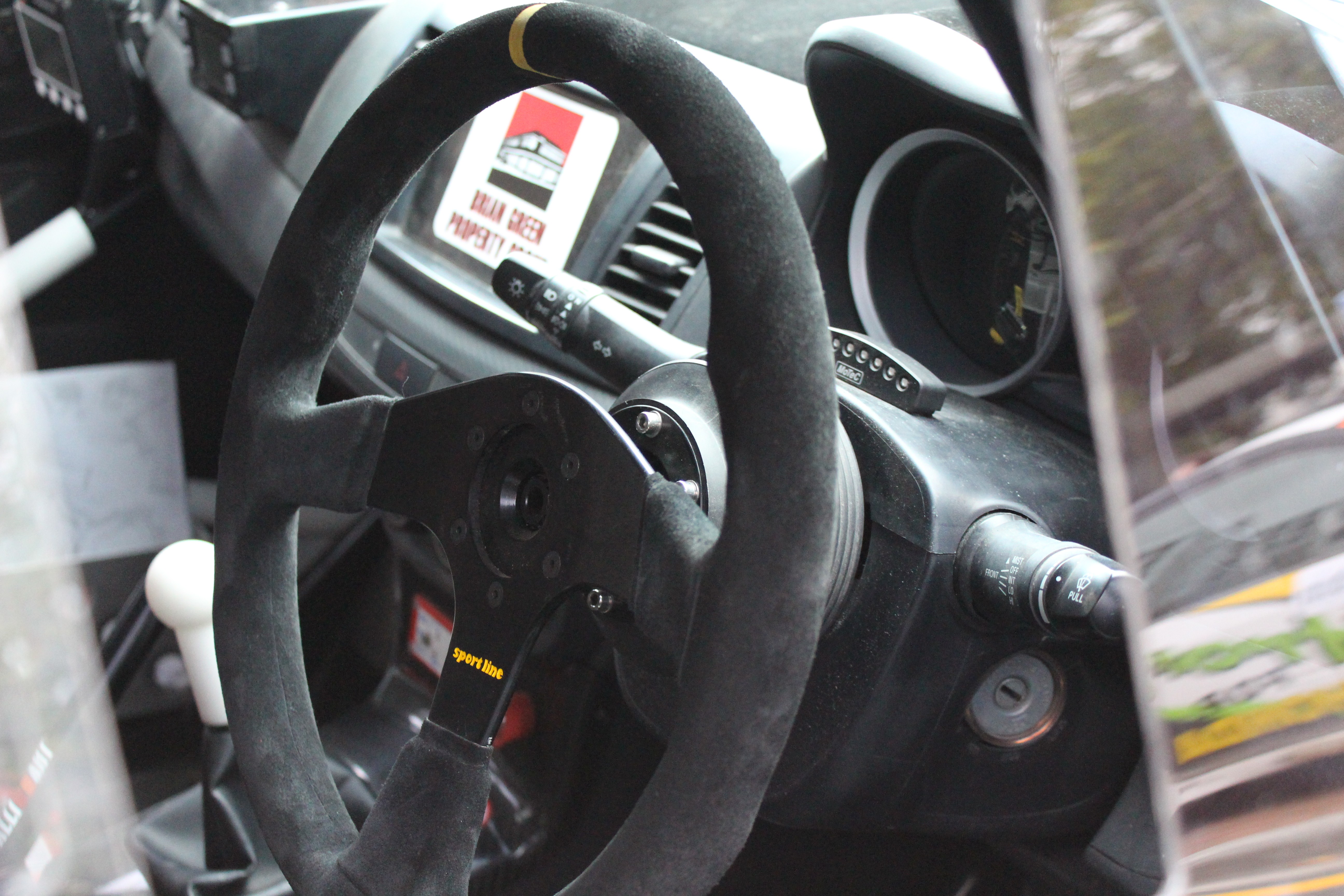 car interior with steering wheel