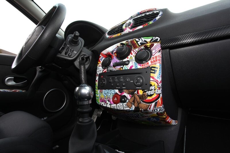 Car Interior with Stickers