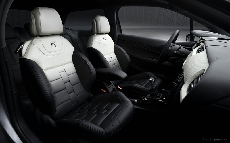 car interior with white and black seats