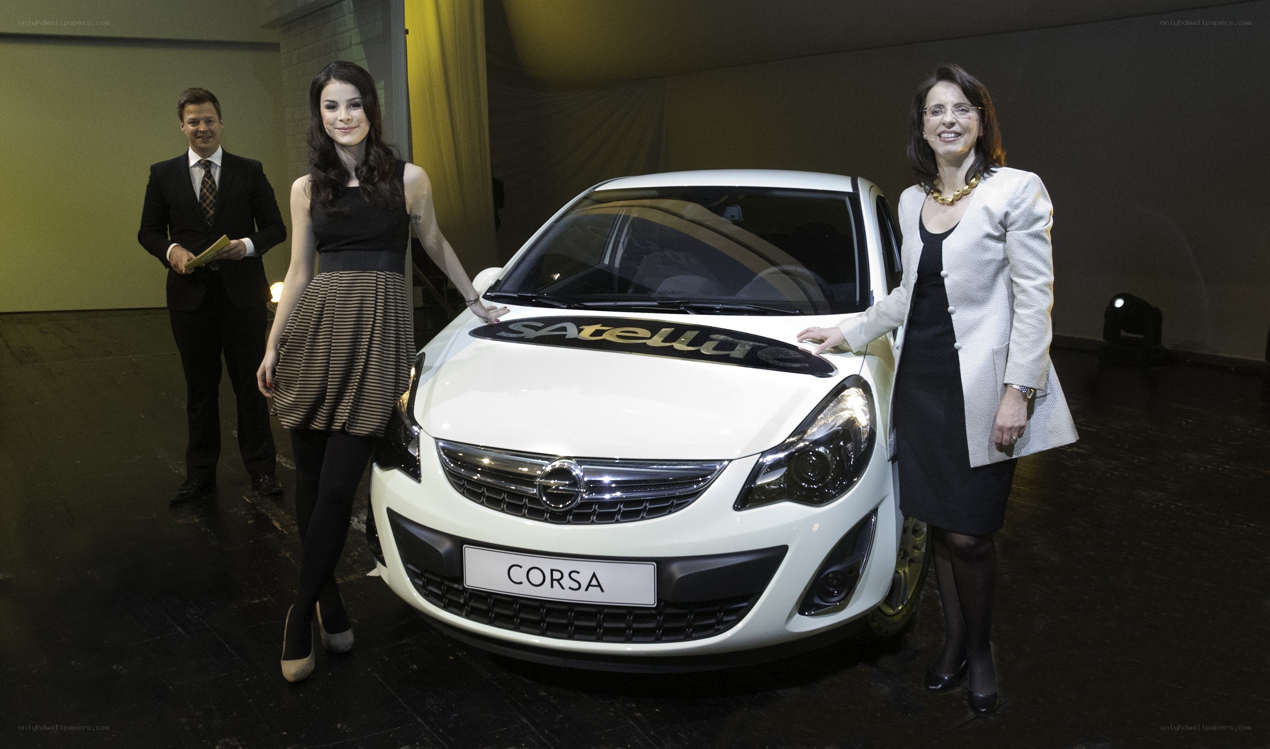 Car launch event with models