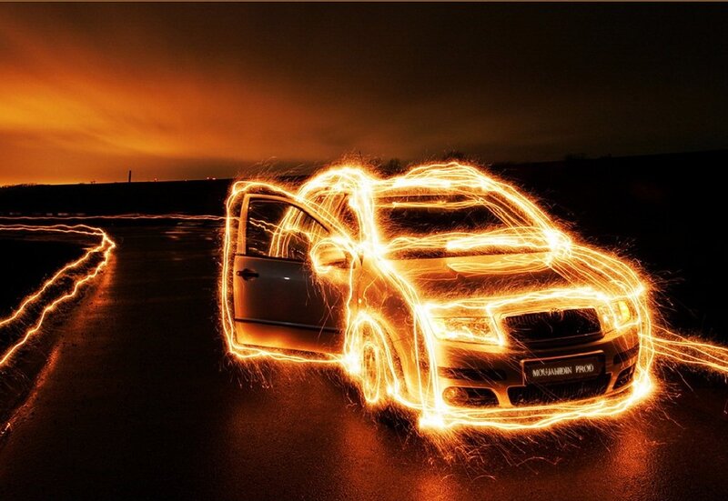 Car light painting art