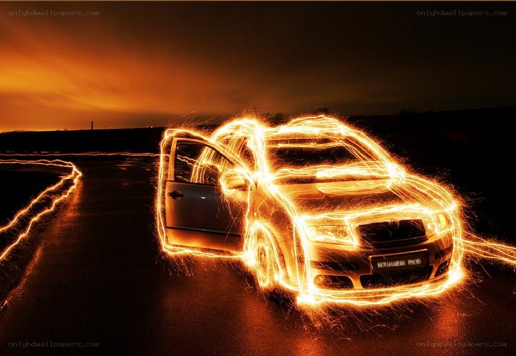 Car light painting art
