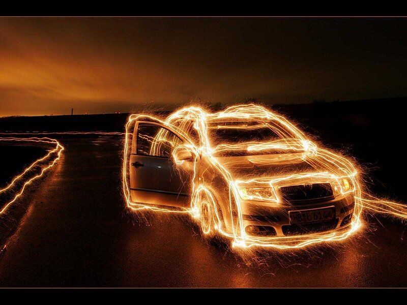 Car light painting art