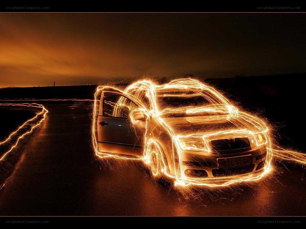 Car light painting art