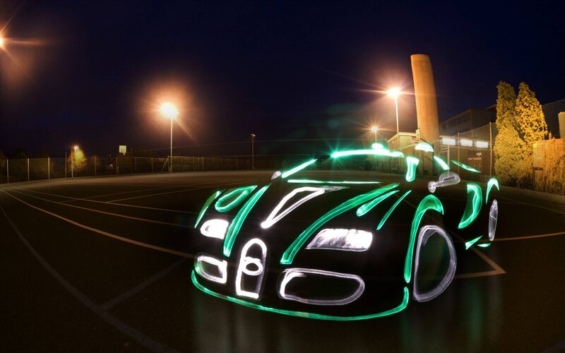 Car Light Painting — Green