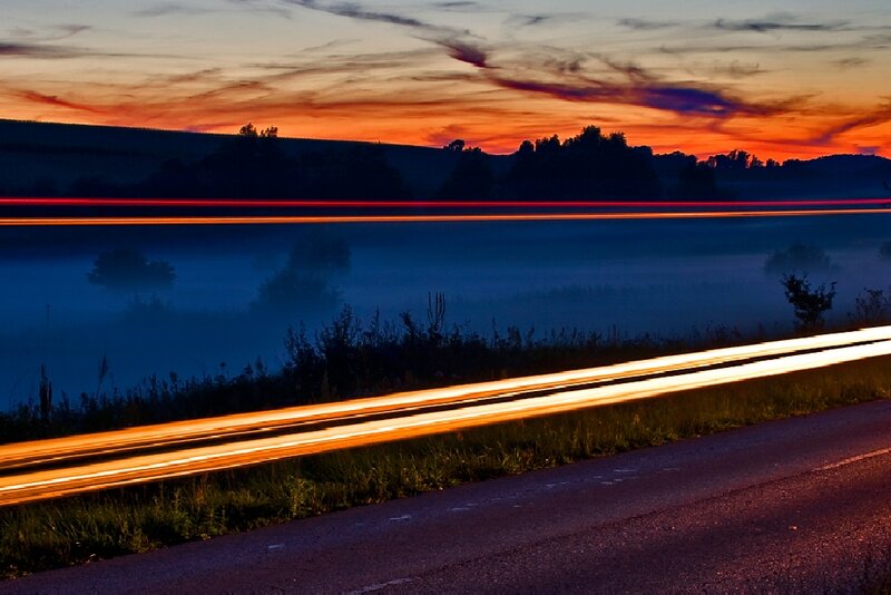 Car Light Trails at Dusk