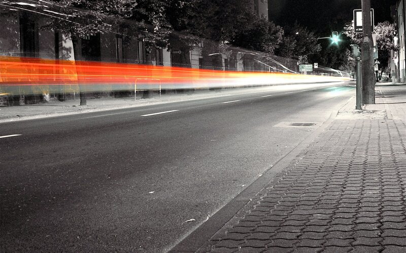Car Light Trails at Night — Black, Calm