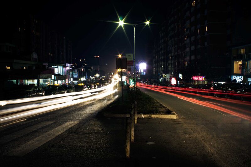 Car Light Trails at Night — Black, Dark
