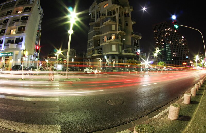 Car Light Trails at Night — Black