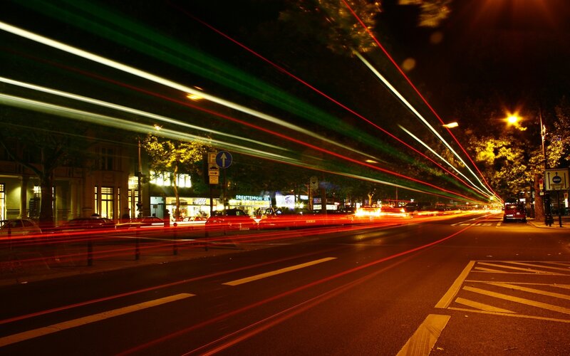 Car Light Trails at Night — Red, Dynamic