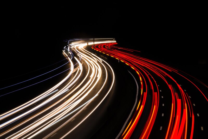 Car Light Trails on Highway — Black, Dynamic