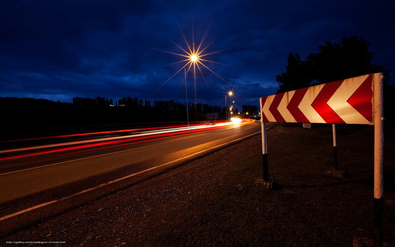 Car Light Trails on Road — Blue