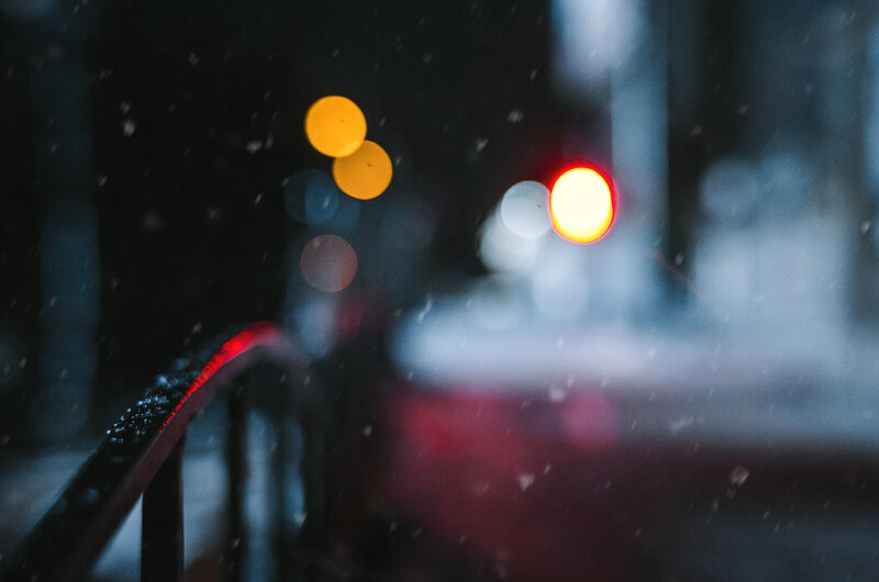 Car Lights in Snow