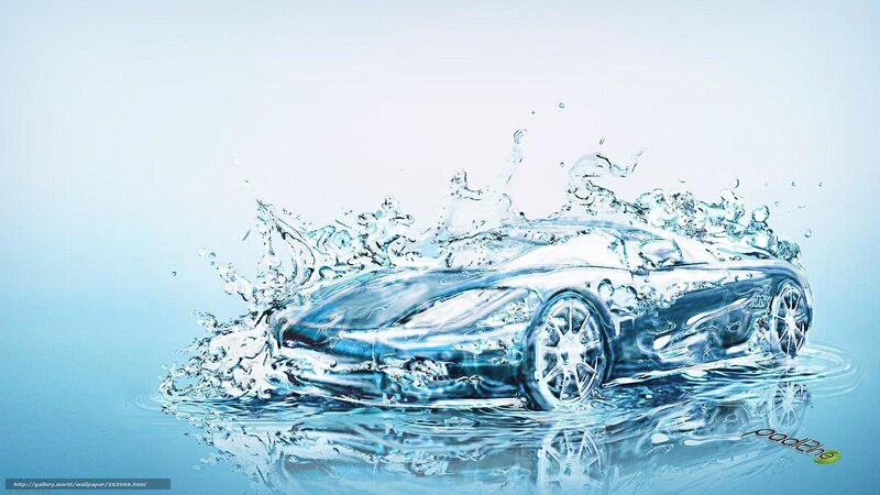 Car Made of Water — Blue, Dynamic, Digital Art