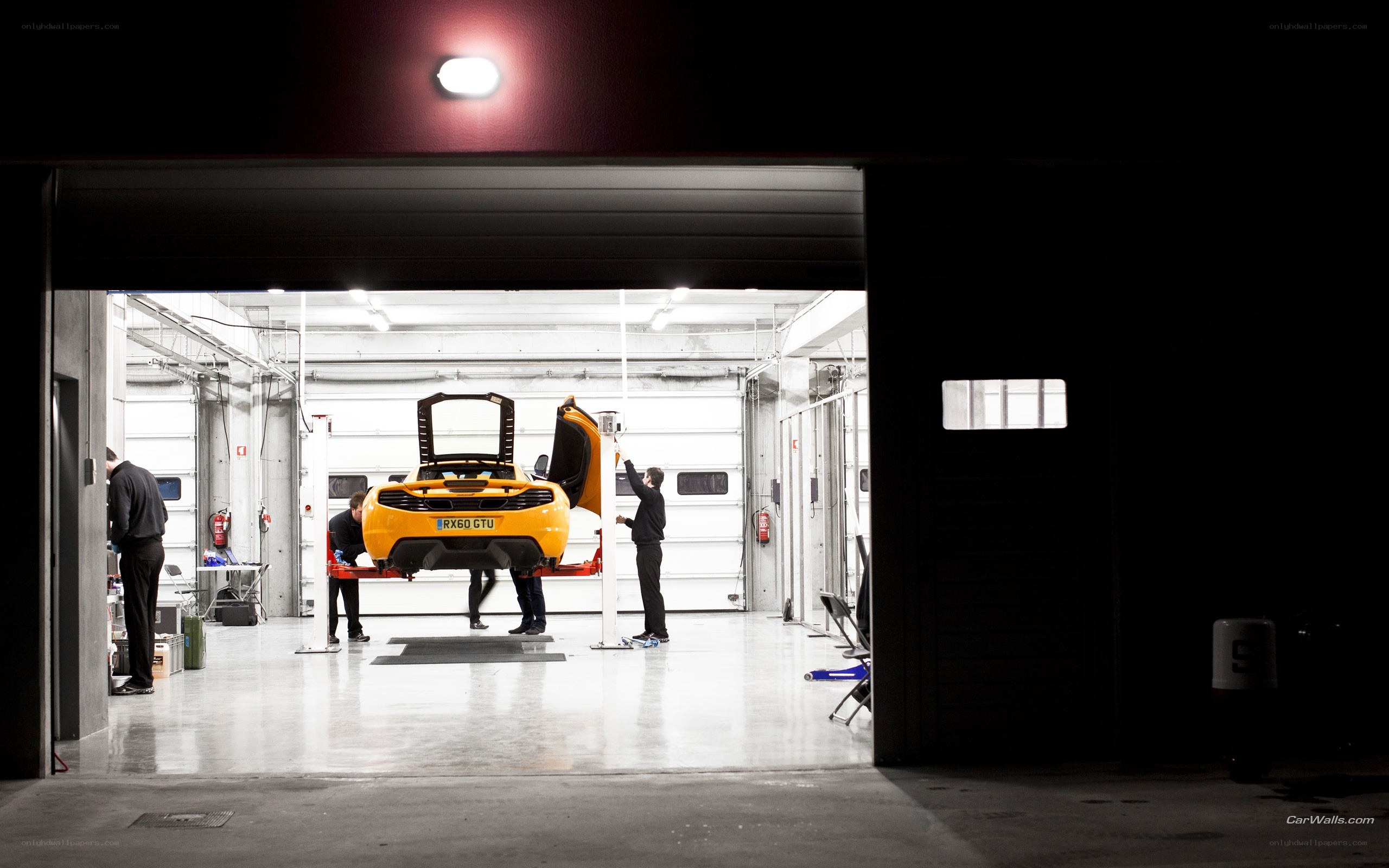 Car maintenance in a garage