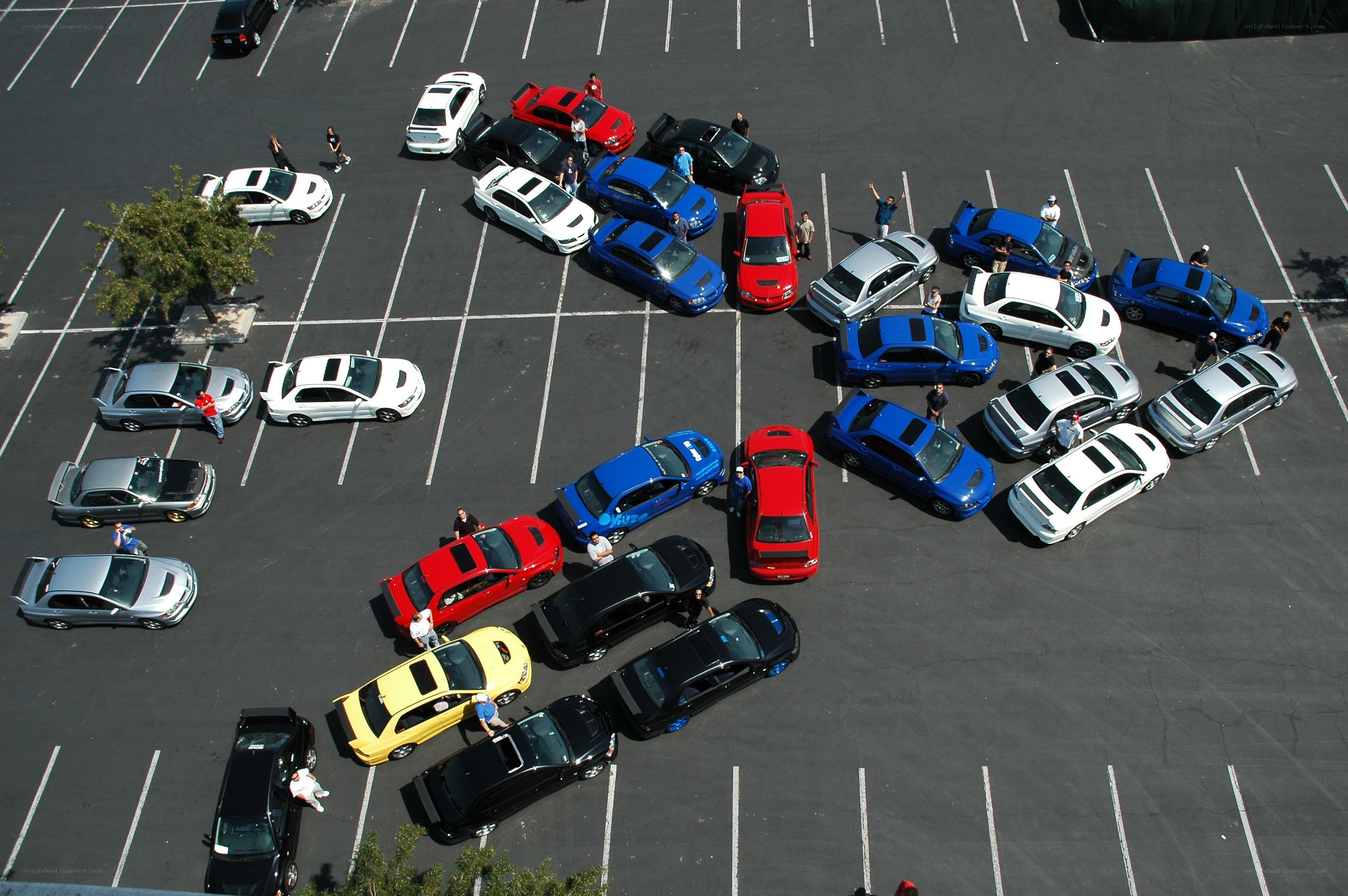 Car meet in parking lot