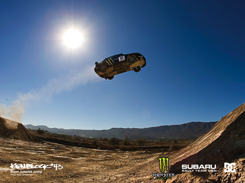 Car mid-air jump stunt