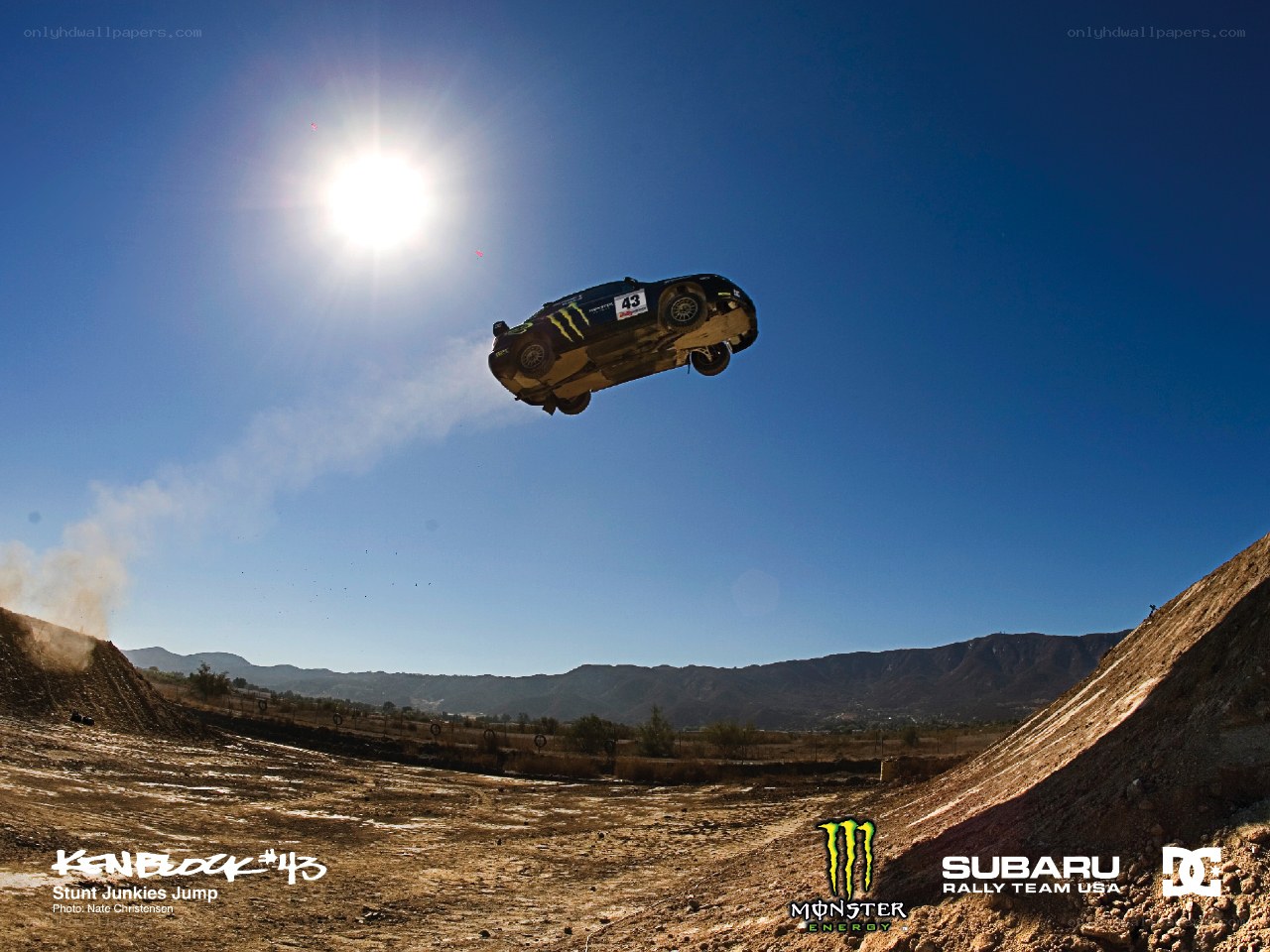 Car mid-air jump stunt