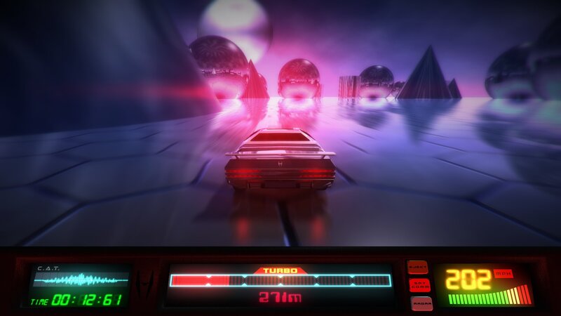 Car on a Futuristic Track