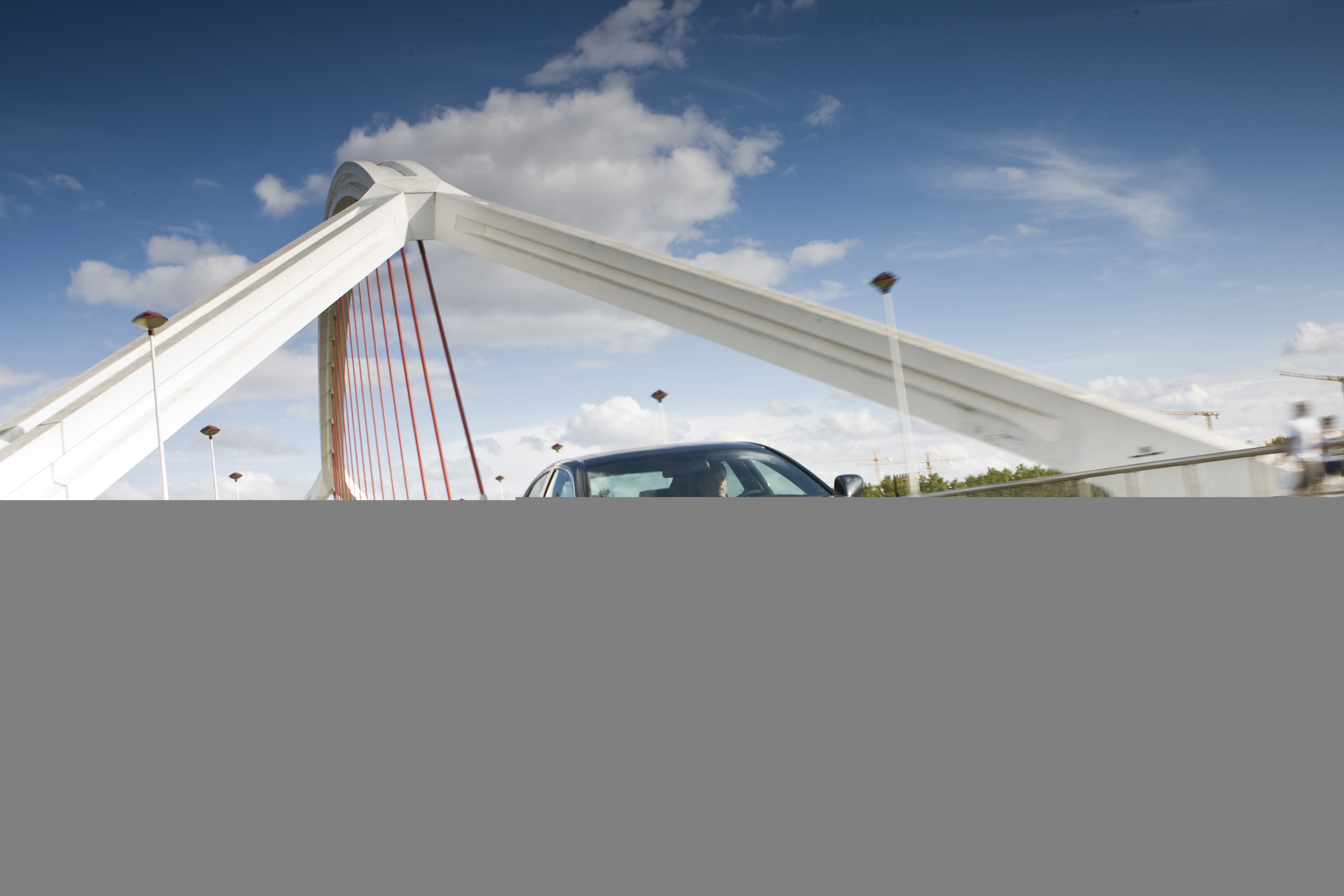 Car on a modern bridge