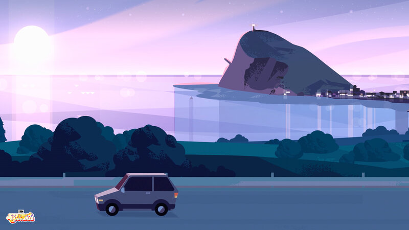 Car on a Road — Purple, Serene