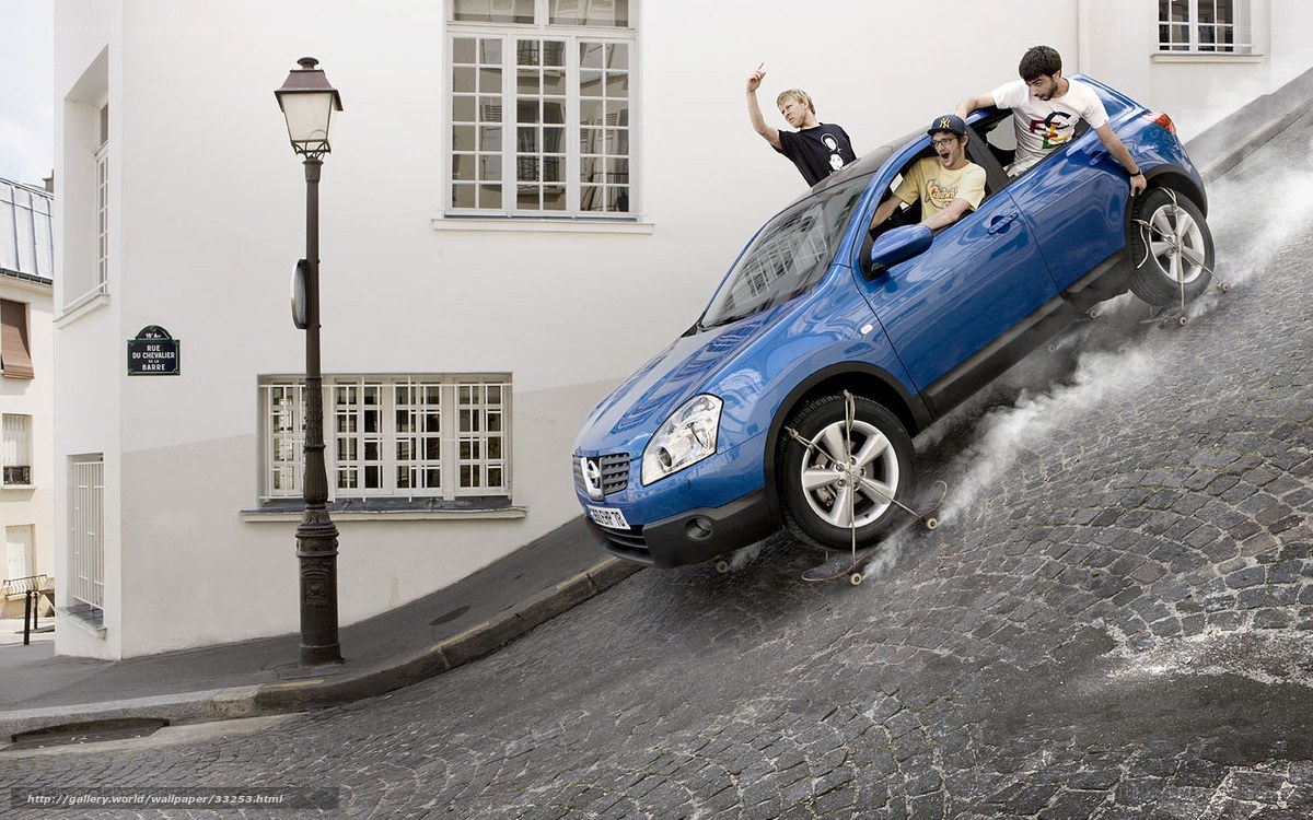 car on a steep hill