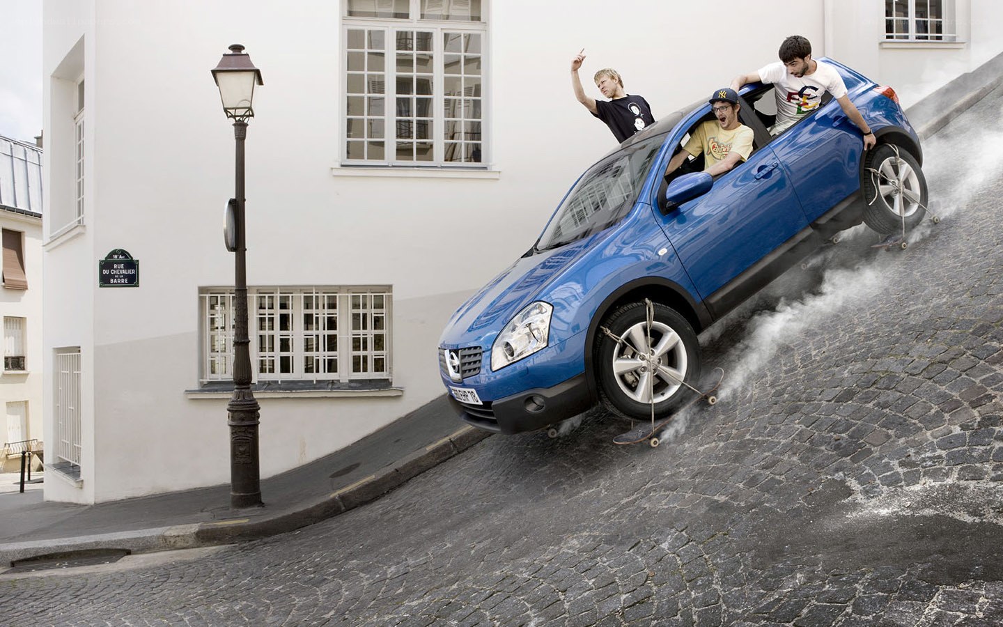 Car on a steep street