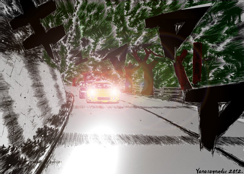 car on a tree-lined road
