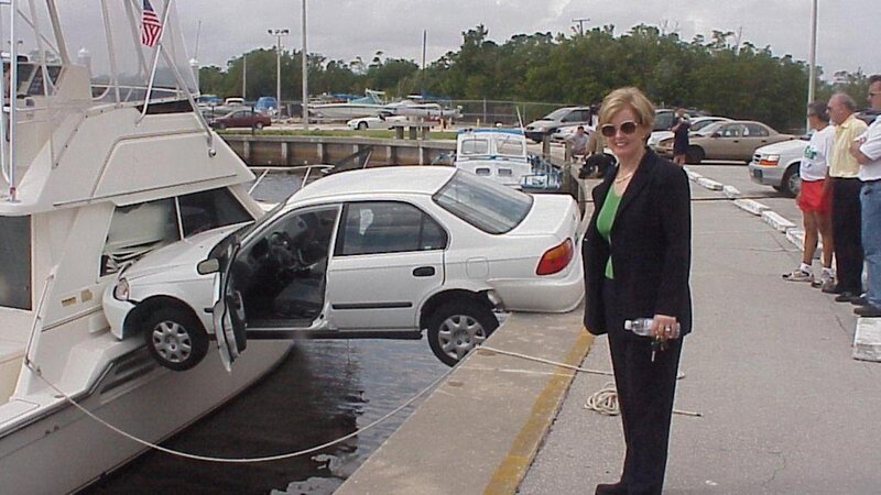 Car on Boat Ramp — White