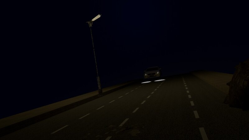 Car on Dark Road — Black, Night