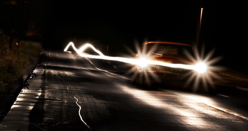 Car on Dark Road — Black