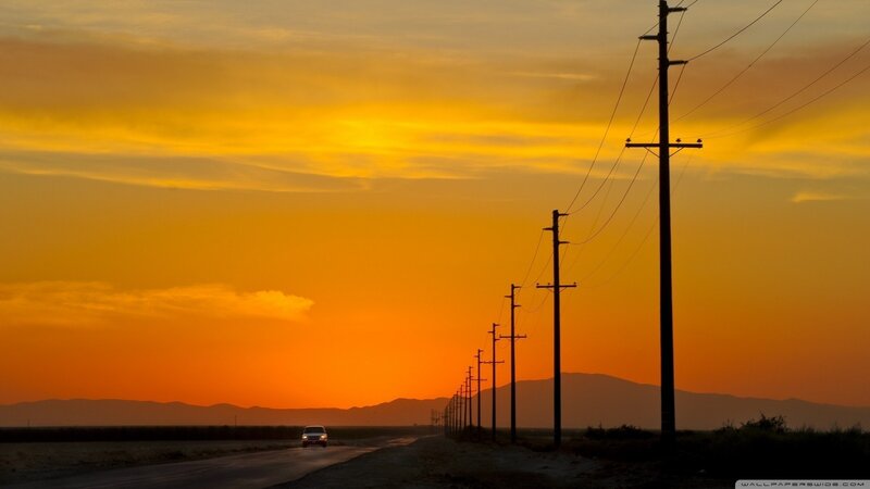 Car on Desert Road — Orange