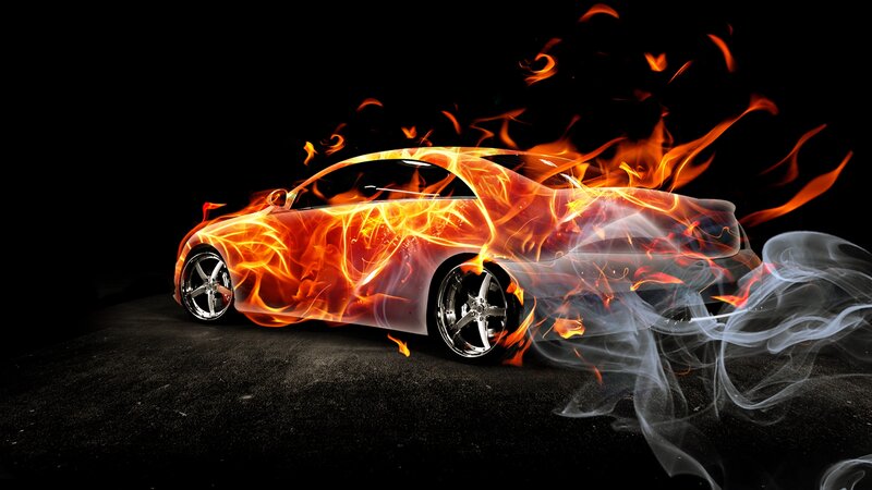 Car on Fire — Black