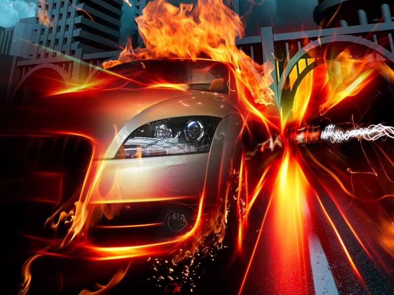 Car on Fire — Red
