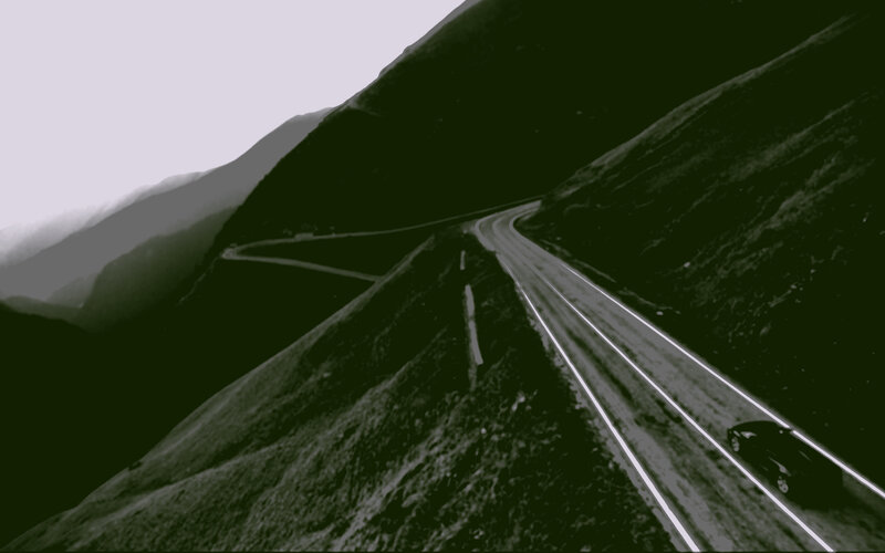 Car on Mountain Road — Black