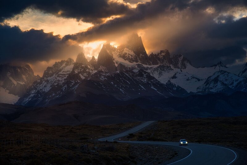 Car on Mountain Road — Dark