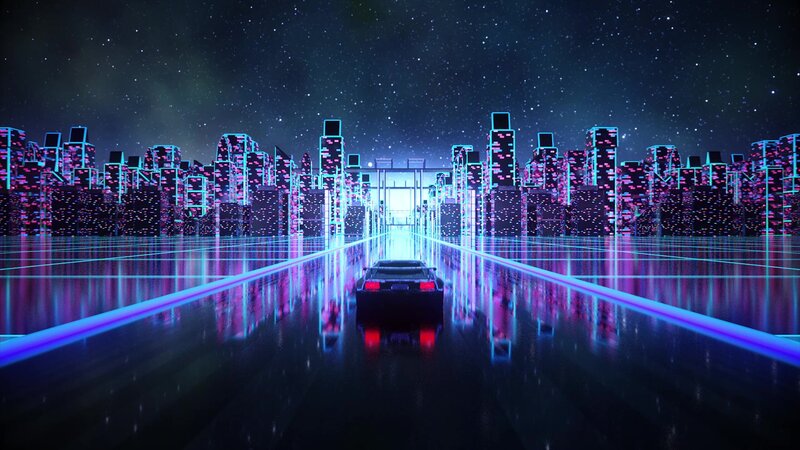 Car on Neon City Street