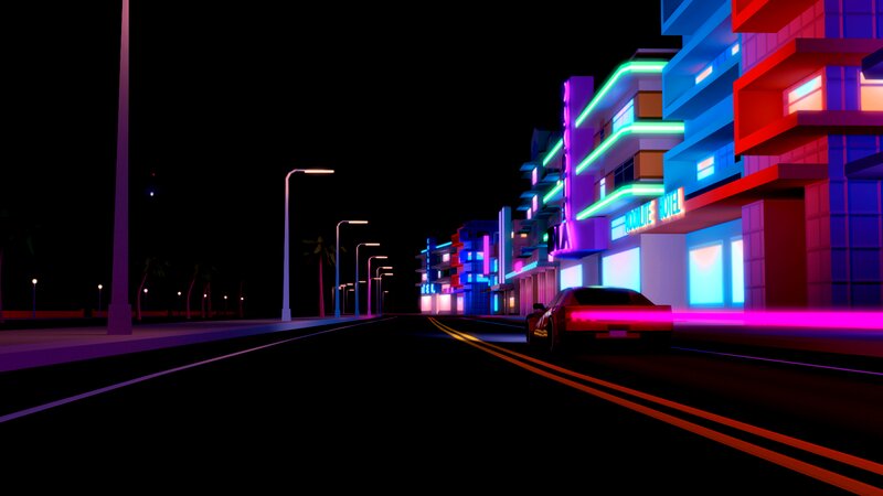 Car on Neon Street