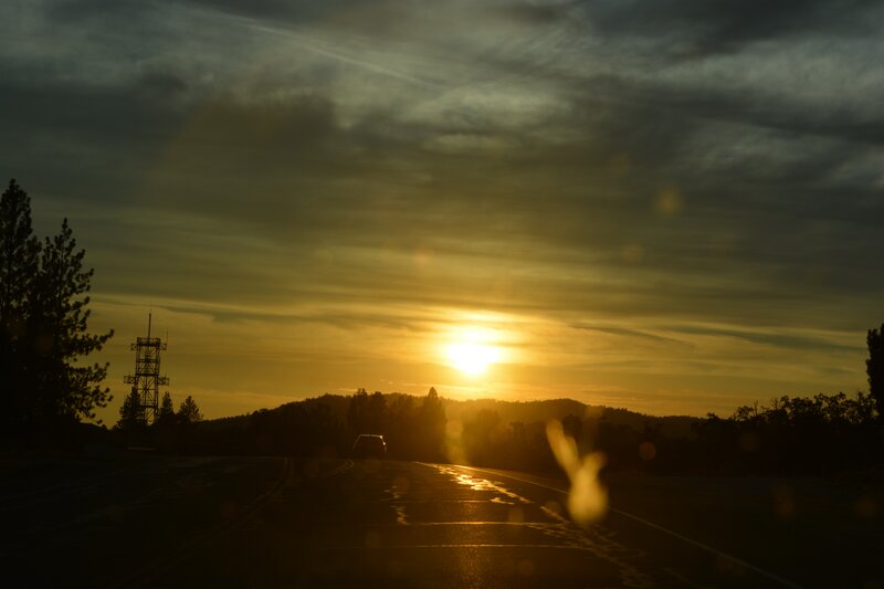 Car on Road at Sunset — Yellow