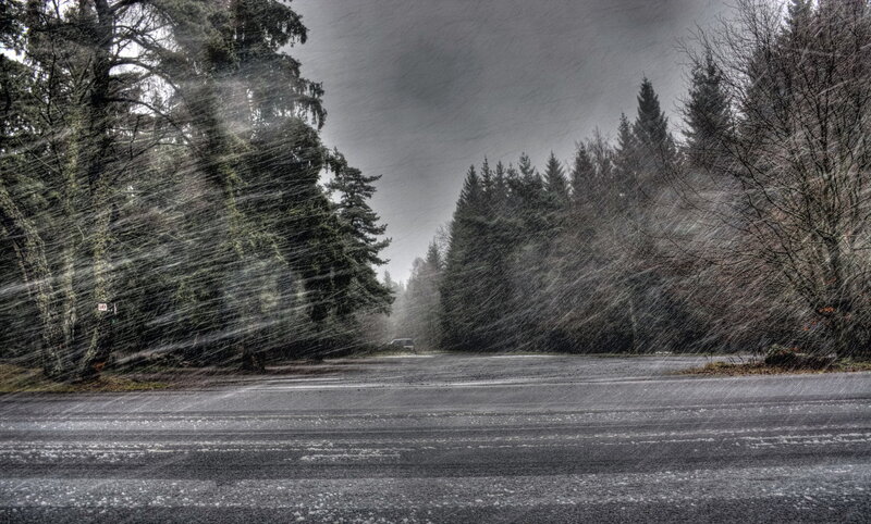 Car on Road in Snow