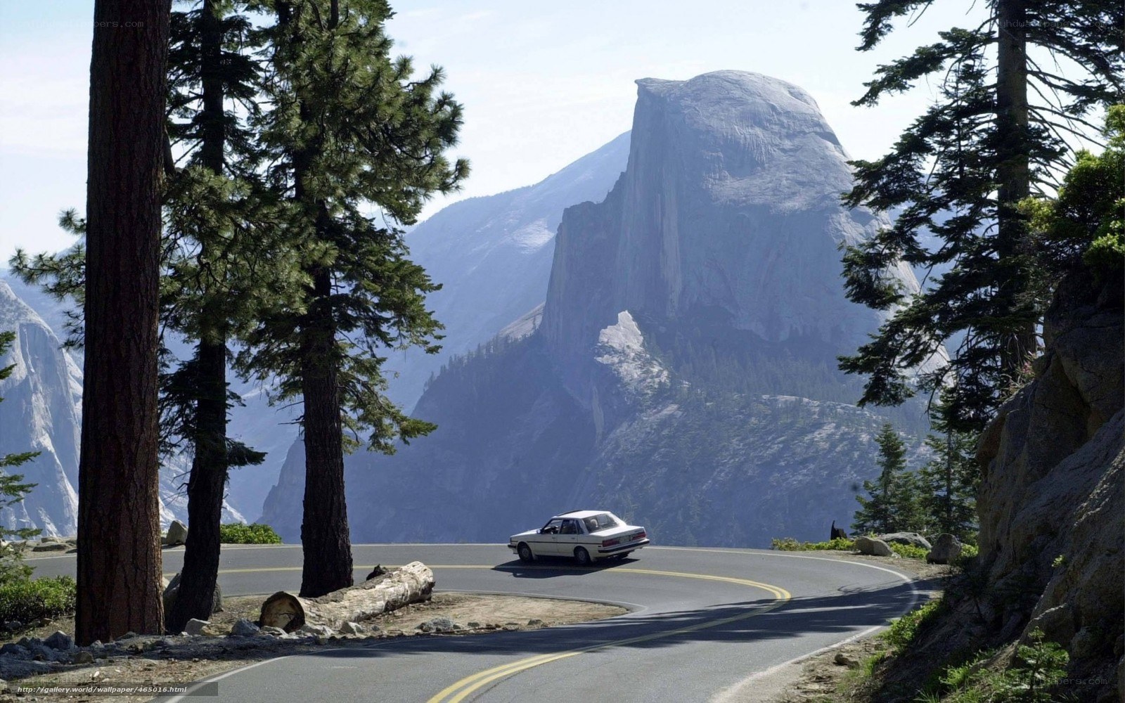Car on road near Half Dome